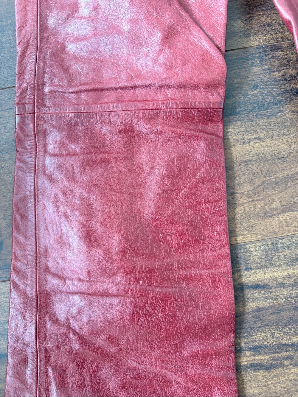 Vintage Parallel Red Patina Leather Pants Y2K Straight Leg Pants Size 4 - Picture 5 of 16